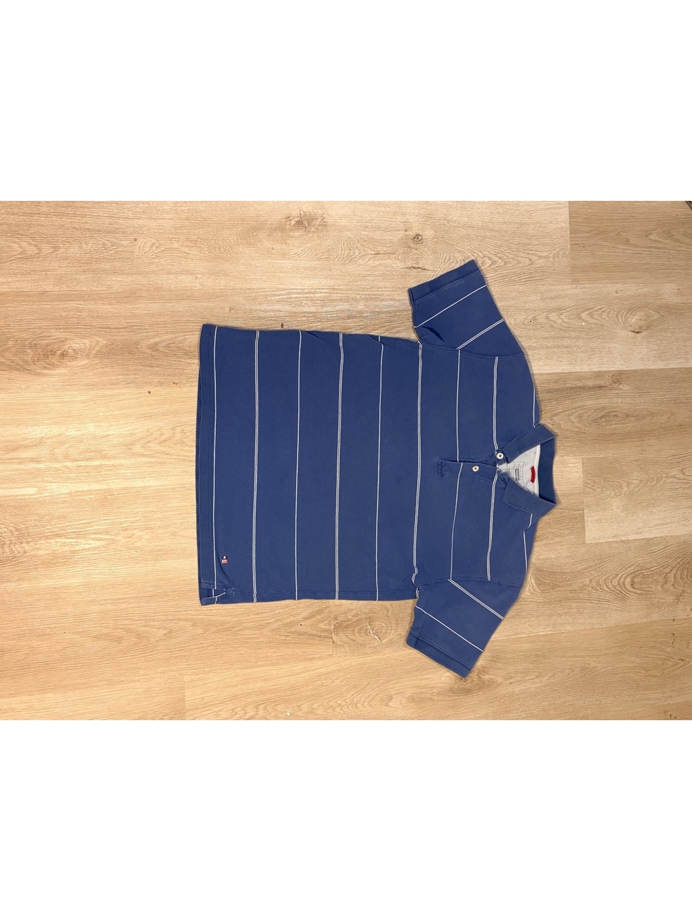 Wrangler Blue & White Striped Polo Men’s Size Medium Baggy Skater 90s Vintage